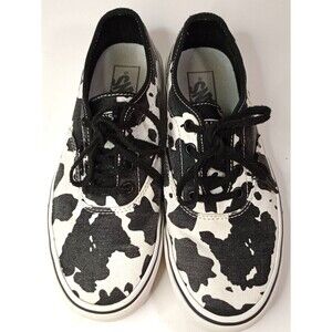 Vans Authentic Cow Print Sneakers Shoes Black White Women’s Size 8 Low Top